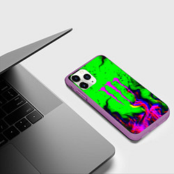 Чехол iPhone 11 Pro матовый Monster Energy flame, цвет: 3D-фиолетовый — фото 2