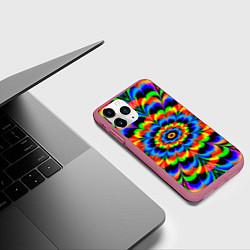 Чехол iPhone 11 Pro матовый Оптические иллюзии психоделика, цвет: 3D-малиновый — фото 2