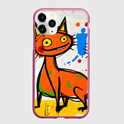 Чехол iPhone 11 Pro матовый Смешные зверята, цвет: 3D-малиновый