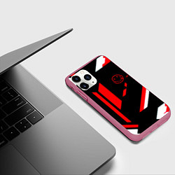 Чехол iPhone 11 Pro матовый Nirvana текстура полосы, цвет: 3D-малиновый — фото 2