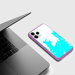 Чехол iPhone 11 Pro матовый Голубой огонь текстура, цвет: 3D-фиолетовый — фото 2