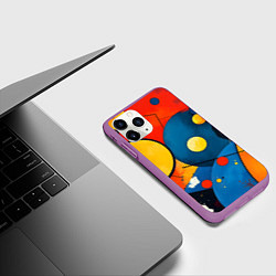 Чехол iPhone 11 Pro матовый Динамичный красочный паттерн, цвет: 3D-фиолетовый — фото 2