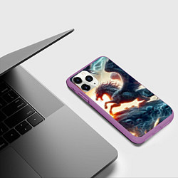 Чехол iPhone 11 Pro матовый Пегас тёмных сил - нейроарт, цвет: 3D-фиолетовый — фото 2