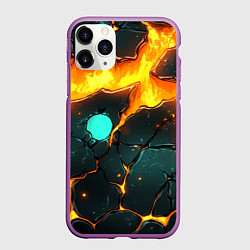 Чехол iPhone 11 Pro матовый Оранжевый разлом в стене, цвет: 3D-фиолетовый