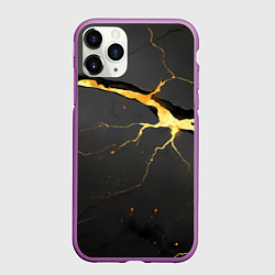 Чехол iPhone 11 Pro матовый Золотой разлом в текстуре, цвет: 3D-фиолетовый