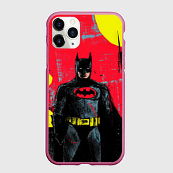 Чехол iPhone 11 Pro матовый Бэтмен красками, цвет: 3D-малиновый