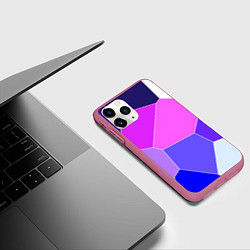 Чехол iPhone 11 Pro матовый Сине-розовый крупные фрагменты, цвет: 3D-малиновый — фото 2