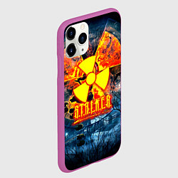 Чехол iPhone 11 Pro матовый Stalker огненное лого чернобыль, цвет: 3D-фиолетовый — фото 2