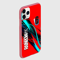 Чехол iPhone 11 Pro матовый Rainbow six геометрия полосы, цвет: 3D-малиновый — фото 2