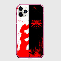 Чехол iPhone 11 Pro матовый Ведьмак огненный, цвет: 3D-малиновый