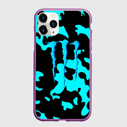 Чехол iPhone 11 Pro матовый Monster energy камуфляж голубой, цвет: 3D-фиолетовый