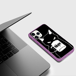 Чехол iPhone 11 Pro матовый Angry black cat nope, цвет: 3D-фиолетовый — фото 2
