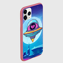 Чехол iPhone 11 Pro матовый Нло с сердечком внутри, цвет: 3D-малиновый — фото 2