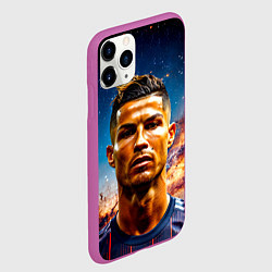 Чехол iPhone 11 Pro матовый Криштиану Роналду в космосе, цвет: 3D-фиолетовый — фото 2