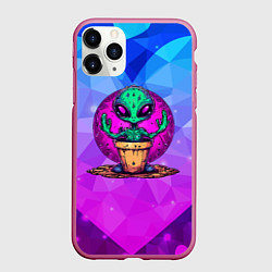Чехол iPhone 11 Pro матовый Кактус в виде инопланетянина, цвет: 3D-малиновый