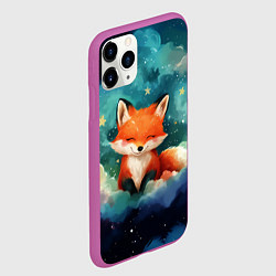 Чехол iPhone 11 Pro матовый Лисенок на облаках, цвет: 3D-фиолетовый — фото 2