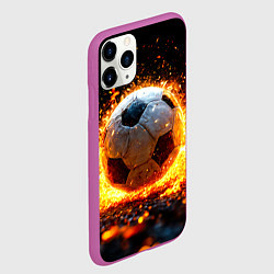 Чехол iPhone 11 Pro матовый Футбольный мяч в огне, цвет: 3D-фиолетовый — фото 2
