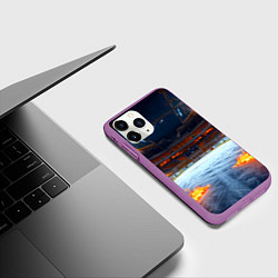 Чехол iPhone 11 Pro матовый Хоккейная площадка в огне, цвет: 3D-фиолетовый — фото 2
