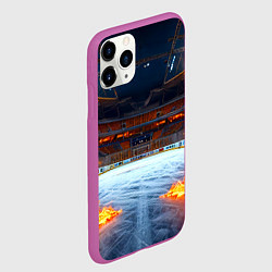 Чехол iPhone 11 Pro матовый Хоккейная площадка в огне, цвет: 3D-фиолетовый — фото 2