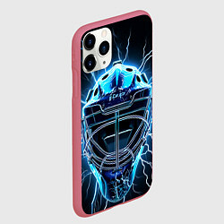 Чехол iPhone 11 Pro матовый Маска голкипера в молниях, цвет: 3D-малиновый — фото 2