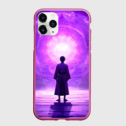 Чехол iPhone 11 Pro матовый Айкидоист на фиолетовом, цвет: 3D-малиновый