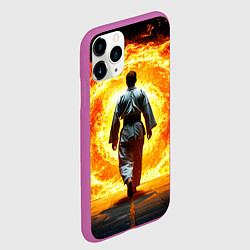 Чехол iPhone 11 Pro матовый Айкидоист и огненный вихрь, цвет: 3D-фиолетовый — фото 2