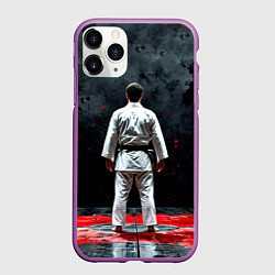 Чехол iPhone 11 Pro матовый Айкидоист на черном, цвет: 3D-фиолетовый