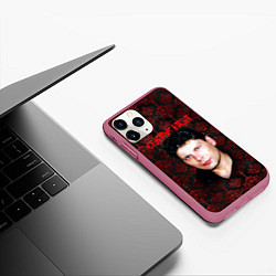 Чехол iPhone 11 Pro матовый Сектор газа красные узоры, цвет: 3D-малиновый — фото 2