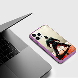 Чехол iPhone 11 Pro матовый Боец боевых искусств, цвет: 3D-фиолетовый — фото 2