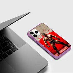 Чехол iPhone 11 Pro матовый Реслер на красном, цвет: 3D-фиолетовый — фото 2
