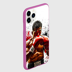 Чехол iPhone 11 Pro матовый Тайский боксер на белом, цвет: 3D-фиолетовый — фото 2