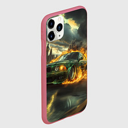 Чехол iPhone 11 Pro матовый BMW огненная скорость, цвет: 3D-малиновый — фото 2