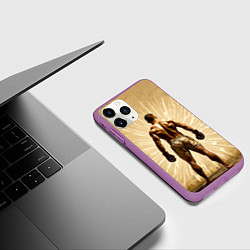 Чехол iPhone 11 Pro матовый Боксер на бежевом, цвет: 3D-фиолетовый — фото 2