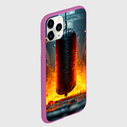 Чехол iPhone 11 Pro матовый Боксерская груша в огне, цвет: 3D-фиолетовый — фото 2
