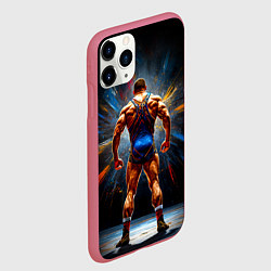 Чехол iPhone 11 Pro матовый Греко-римский борец на черном, цвет: 3D-малиновый — фото 2