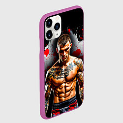 Чехол iPhone 11 Pro матовый Дастин Порье на черном, цвет: 3D-фиолетовый — фото 2