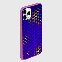 Чехол iPhone 11 Pro матовый Неоновые соты броня, цвет: 3D-фиолетовый — фото 2