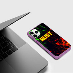 Чехол iPhone 11 Pro матовый RUST огненная текстура, цвет: 3D-фиолетовый — фото 2