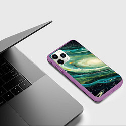 Чехол iPhone 11 Pro матовый Зеленая вселенная, цвет: 3D-фиолетовый — фото 2