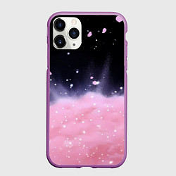Чехол iPhone 11 Pro матовый Розовая текстура с лепестками, цвет: 3D-фиолетовый