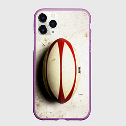 Чехол iPhone 11 Pro матовый Мяч для регби на белом