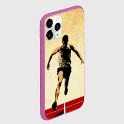 Чехол iPhone 11 Pro матовый Прыжок в длину на бежевом, цвет: 3D-фиолетовый — фото 2