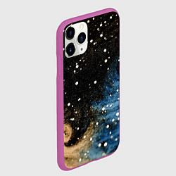 Чехол iPhone 11 Pro матовый Черно-синий фон текстура, цвет: 3D-фиолетовый — фото 2