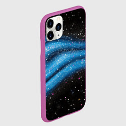 Чехол iPhone 11 Pro матовый Синяя абстрактная текстура на черном, цвет: 3D-фиолетовый — фото 2