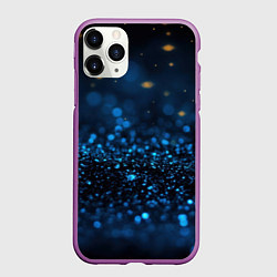 Чехол iPhone 11 Pro матовый Боке блестяшки на черном, цвет: 3D-фиолетовый