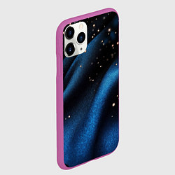 Чехол iPhone 11 Pro матовый Синяя волнистая текстура на черном, цвет: 3D-фиолетовый — фото 2