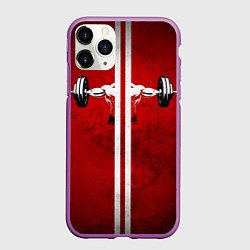 Чехол iPhone 11 Pro матовый Руки штангиста, цвет: 3D-фиолетовый