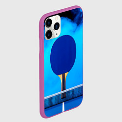 Чехол iPhone 11 Pro матовый Синяя ракетка пинг-понг в синем тумане, цвет: 3D-фиолетовый — фото 2