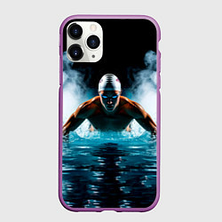Чехол iPhone 11 Pro матовый Плавание брассом в дыму, цвет: 3D-фиолетовый