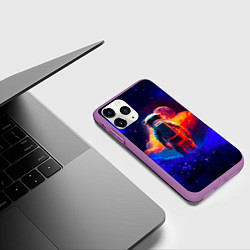 Чехол iPhone 11 Pro матовый Огненный путь космонавта, цвет: 3D-фиолетовый — фото 2
